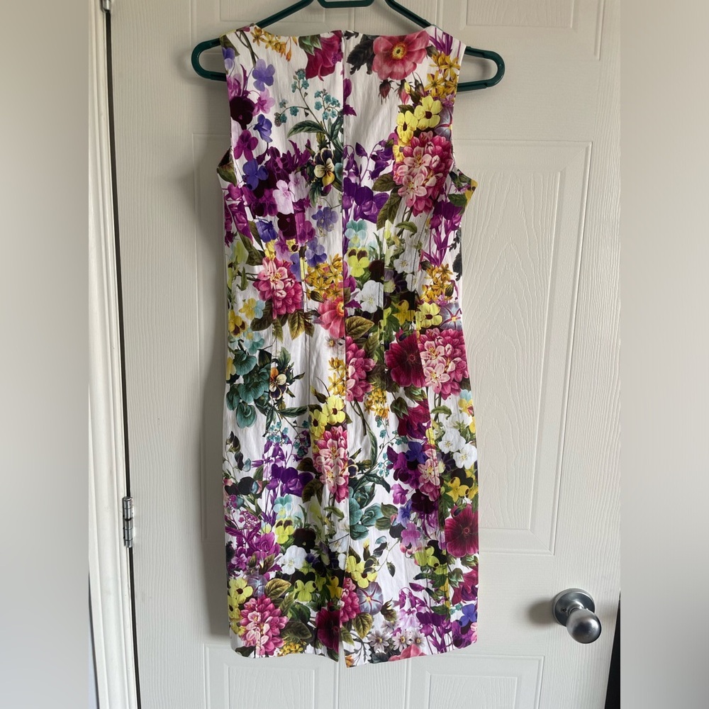 Riani Floral Sheath Dress White Purple Sz S - Picture 7 of 14